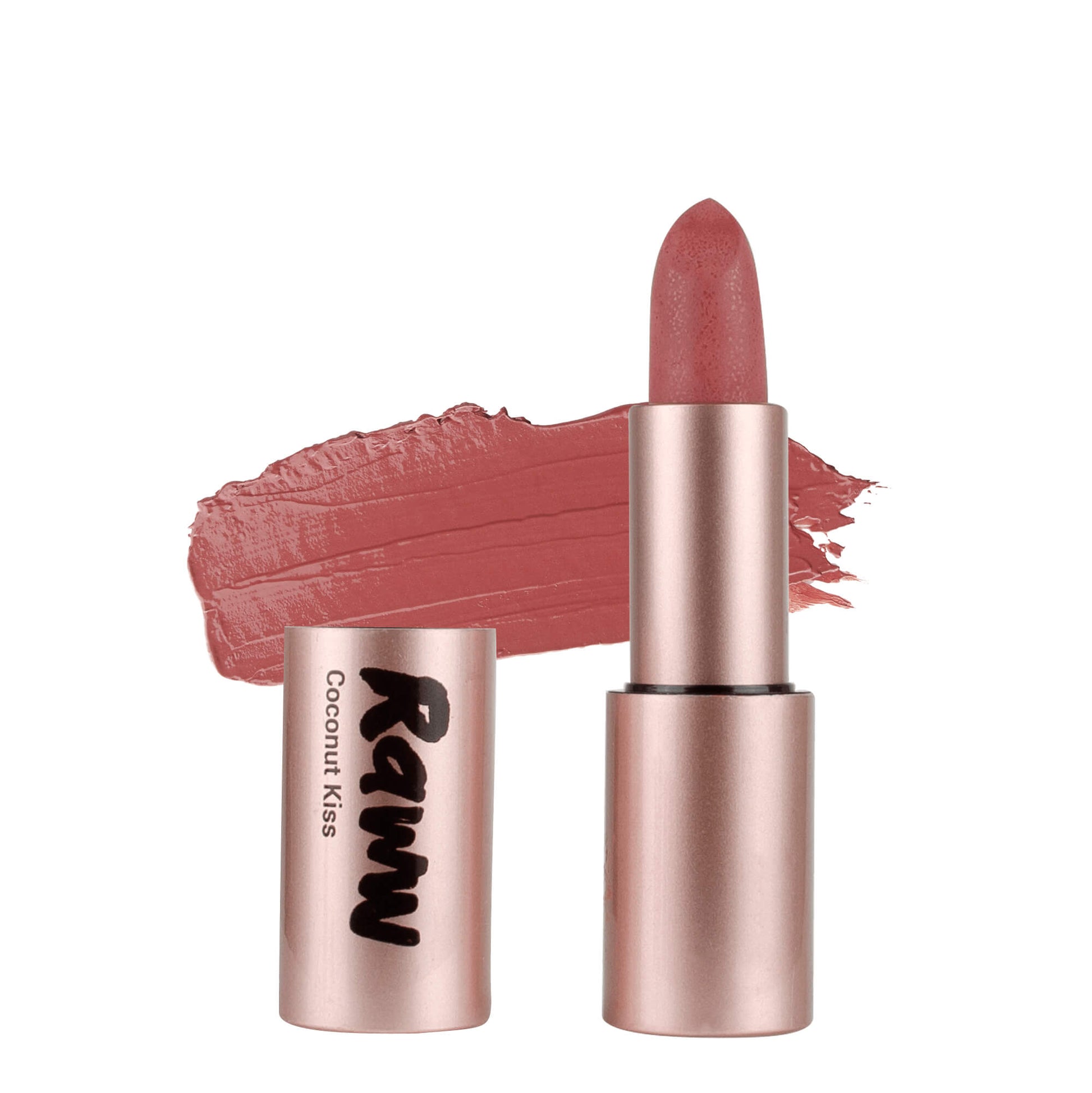 Coconut Kiss Lipstick (Wild Rosehip) | RAWW Cosmetics | Product + Swatch