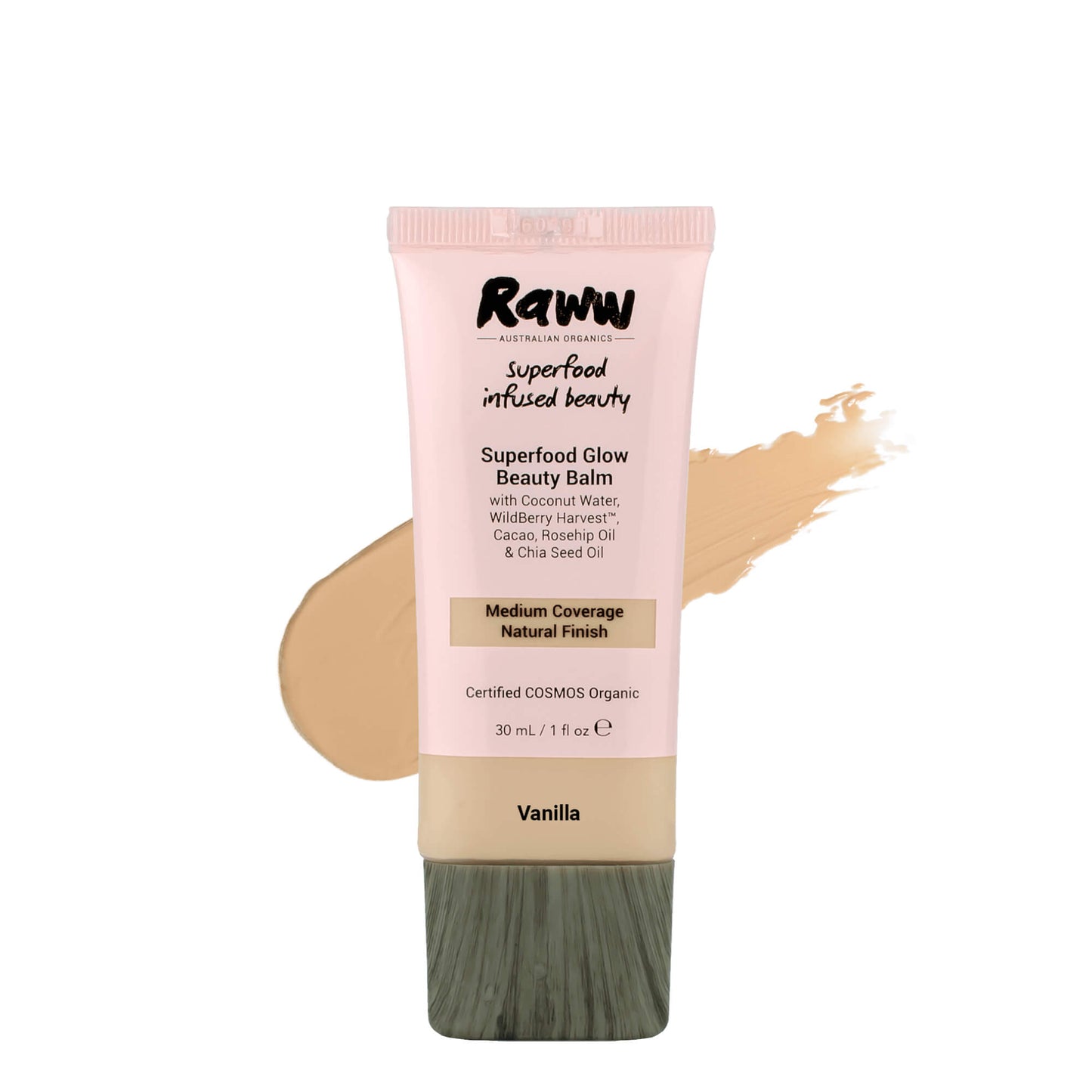 Superfood Glow Beauty Balm (Vanilla) | RAWW Cosmetics | Product + Swatch