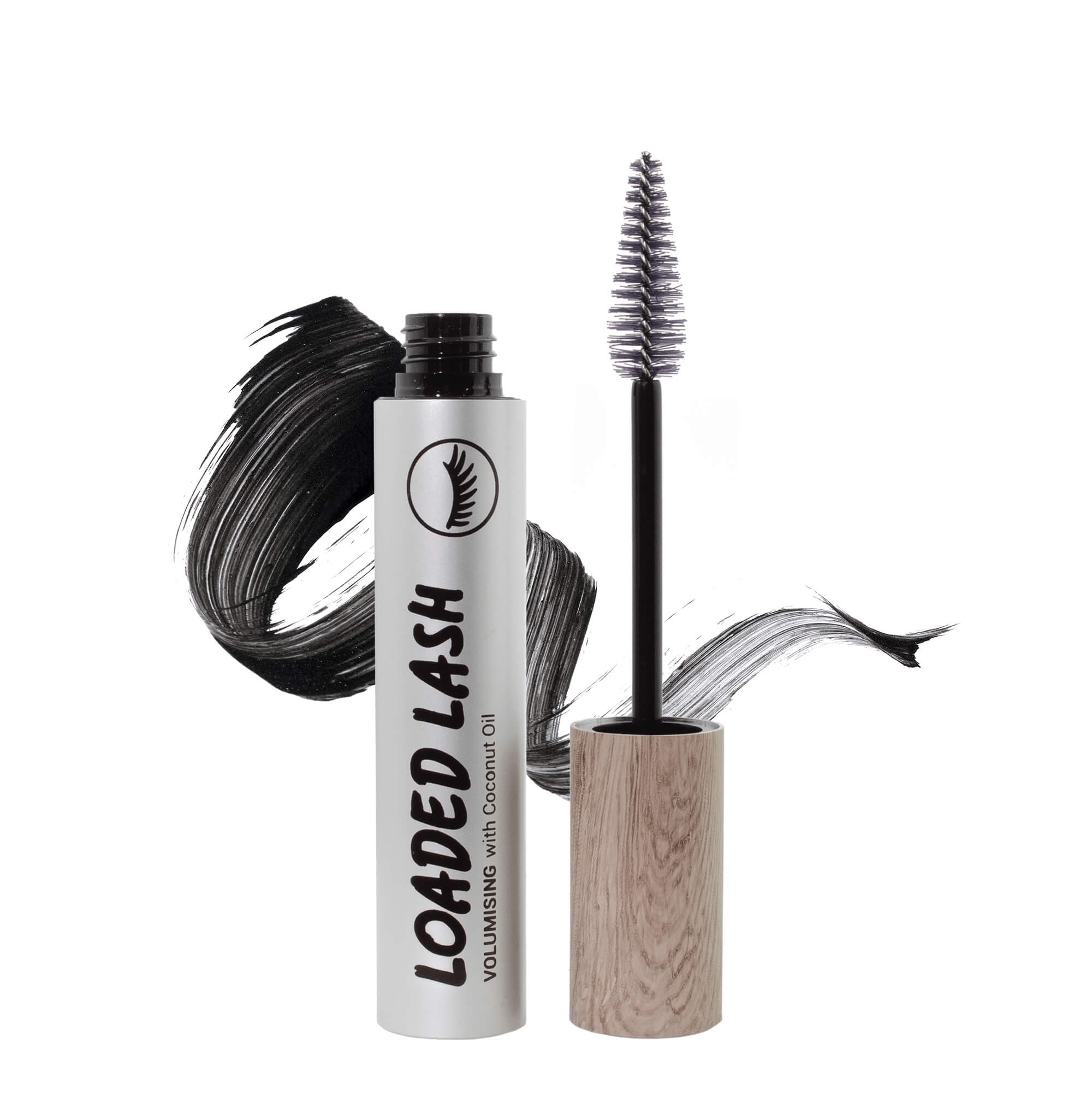 Loaded Lash Volume Mascara (Carbon) | RAWW Cosmetics | Product + Swatch