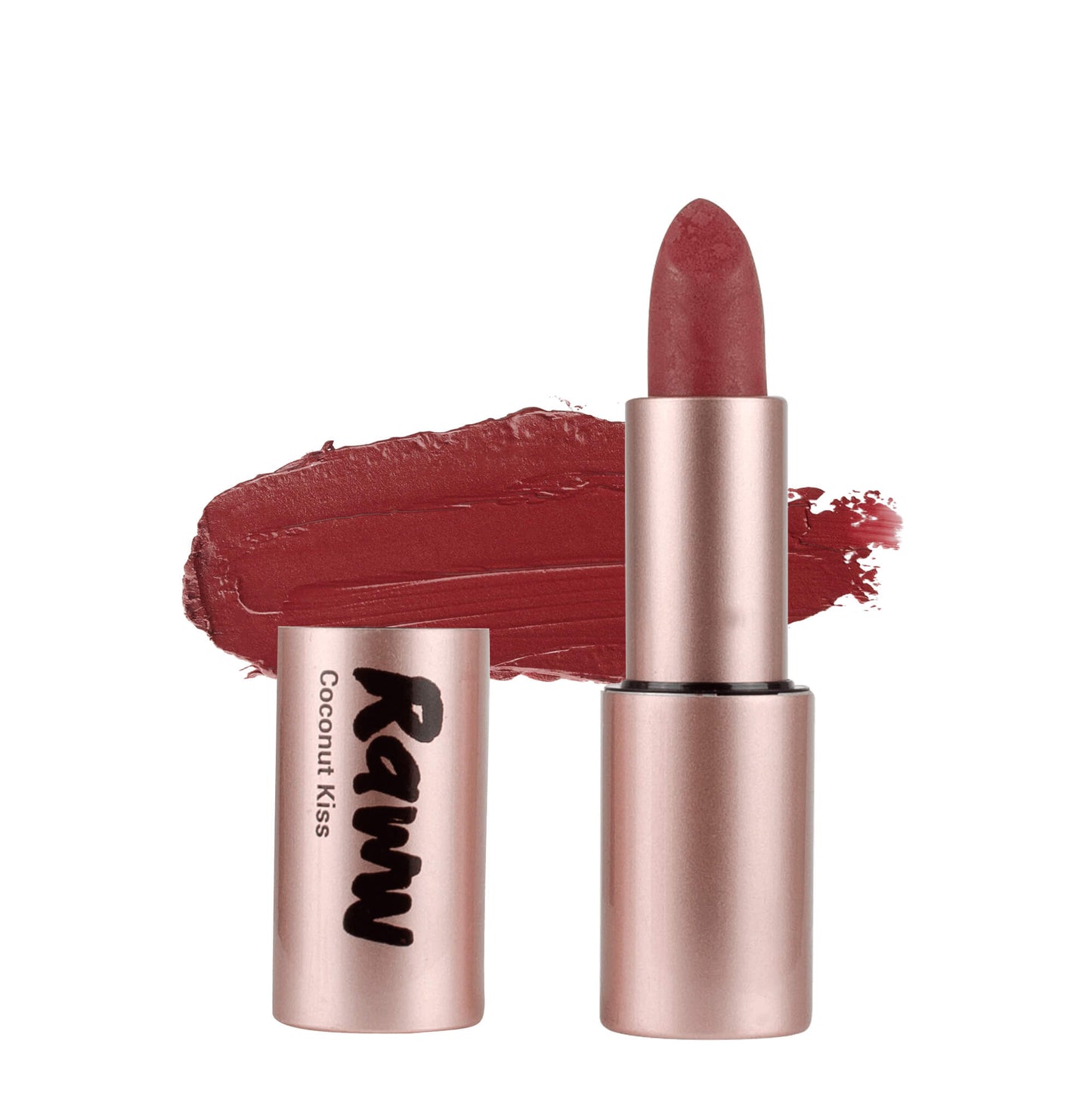 Coconut Kiss Lipstick (Playful Plum) | RAWW Cosmetics | Product + Swatch