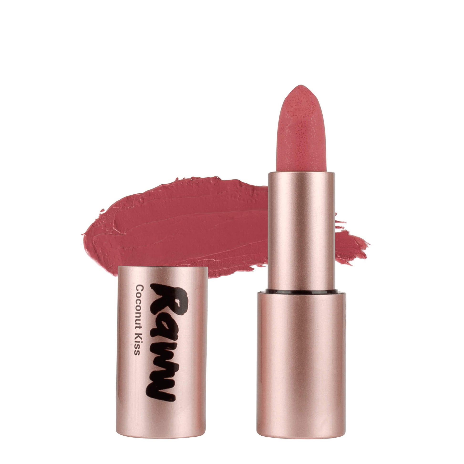 Coconut Kiss Lipstick (Pomegranate Parade) | RAWW Cosmetics | Product + Swatch