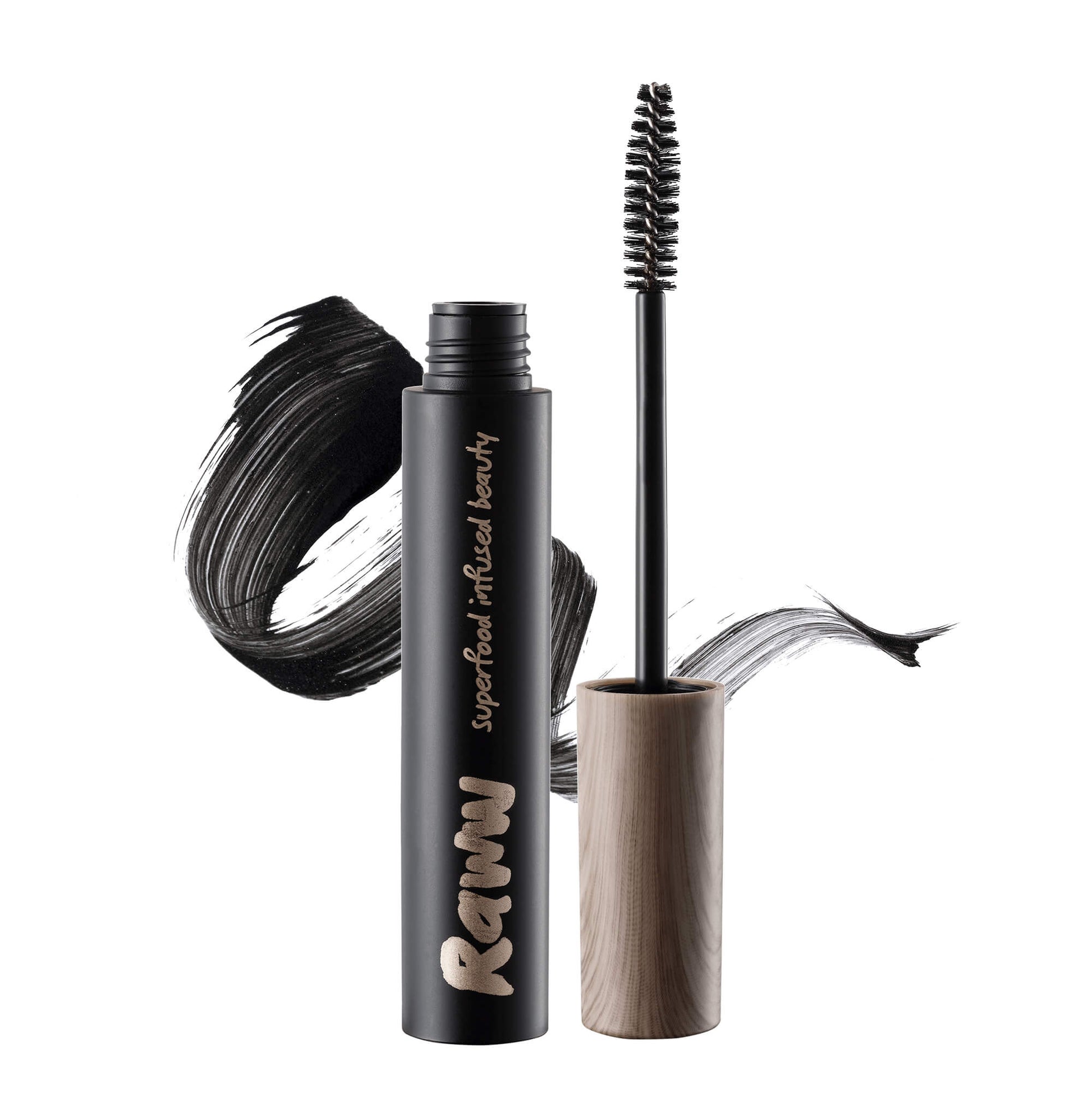 Moringa Lash Impact Defining Mascara (Carbon) | RAWW Cosmetics | Product + Swatch