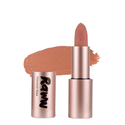 Coconut Kiss Lipstick (Angelic Almond) | RAWW Cosmetics | Product + Swatch