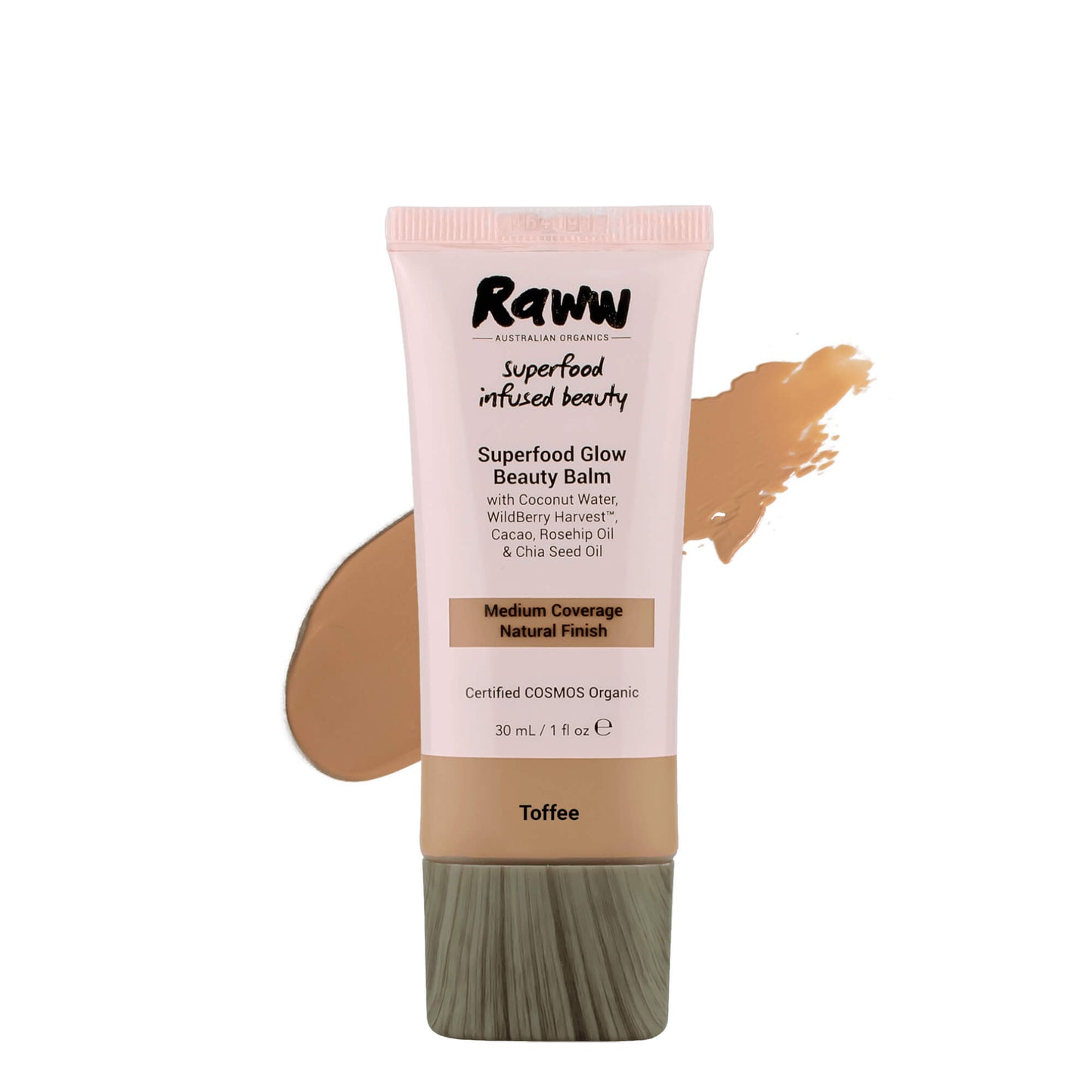 Superfood Glow Beauty Balm (Toffee) | RAWW Cosmetics | Product + Swatch